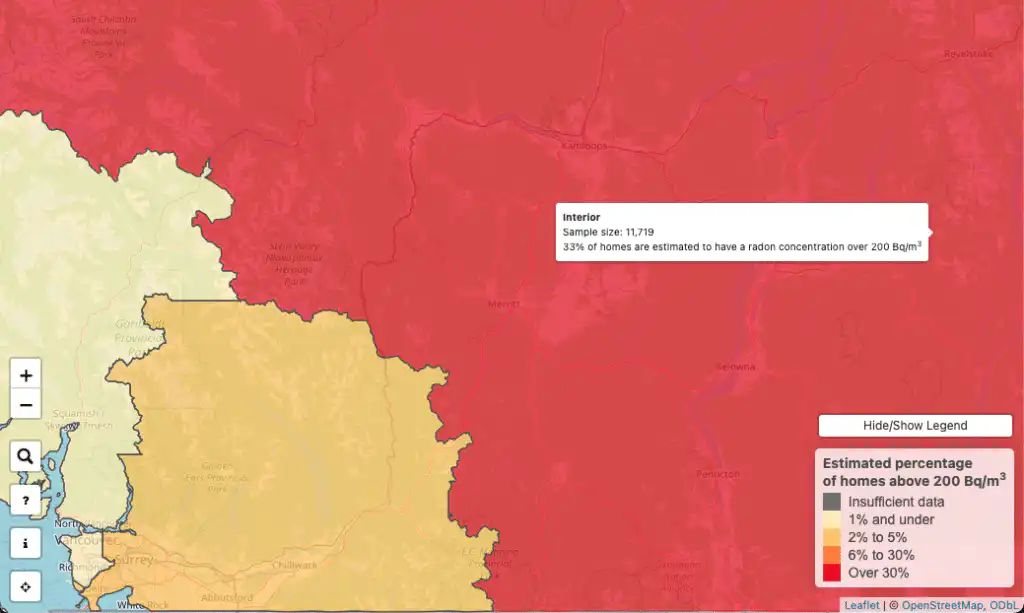 Screenshot Of Kamloops Courtesy Of The British Columbia Radon Map